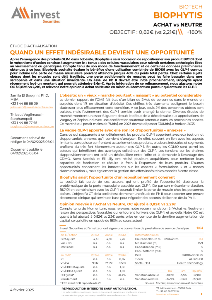 ÉTUDE D’ACTUALISATION QUAND UN EFFET INDÉSIRABLE DEVIENT UNE OPPORTUNITÉ